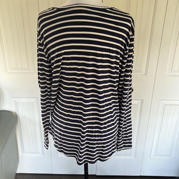 Navy Blue & White Stripe long sleeve - Picture 4 of 7